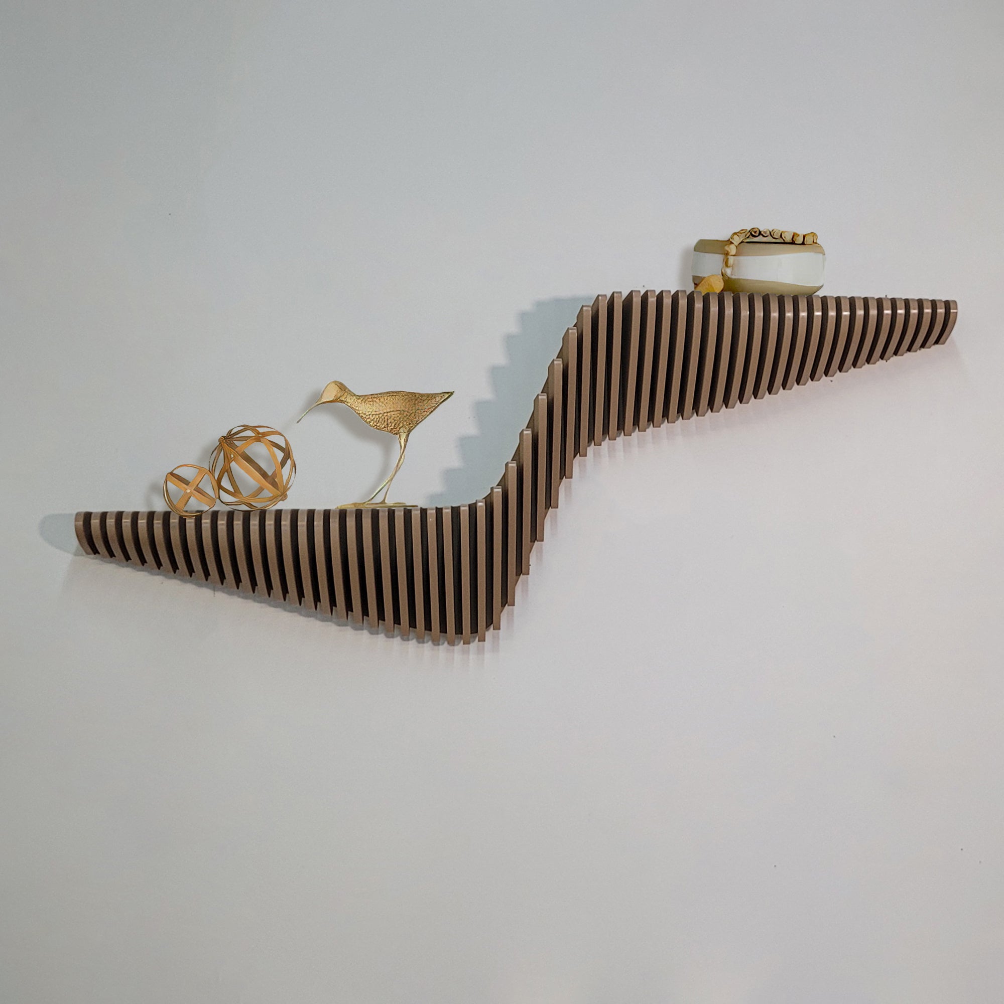 Floating Wall Shelf for Living Room, Parametric Wall Shelf Decor  3D Wall Art.